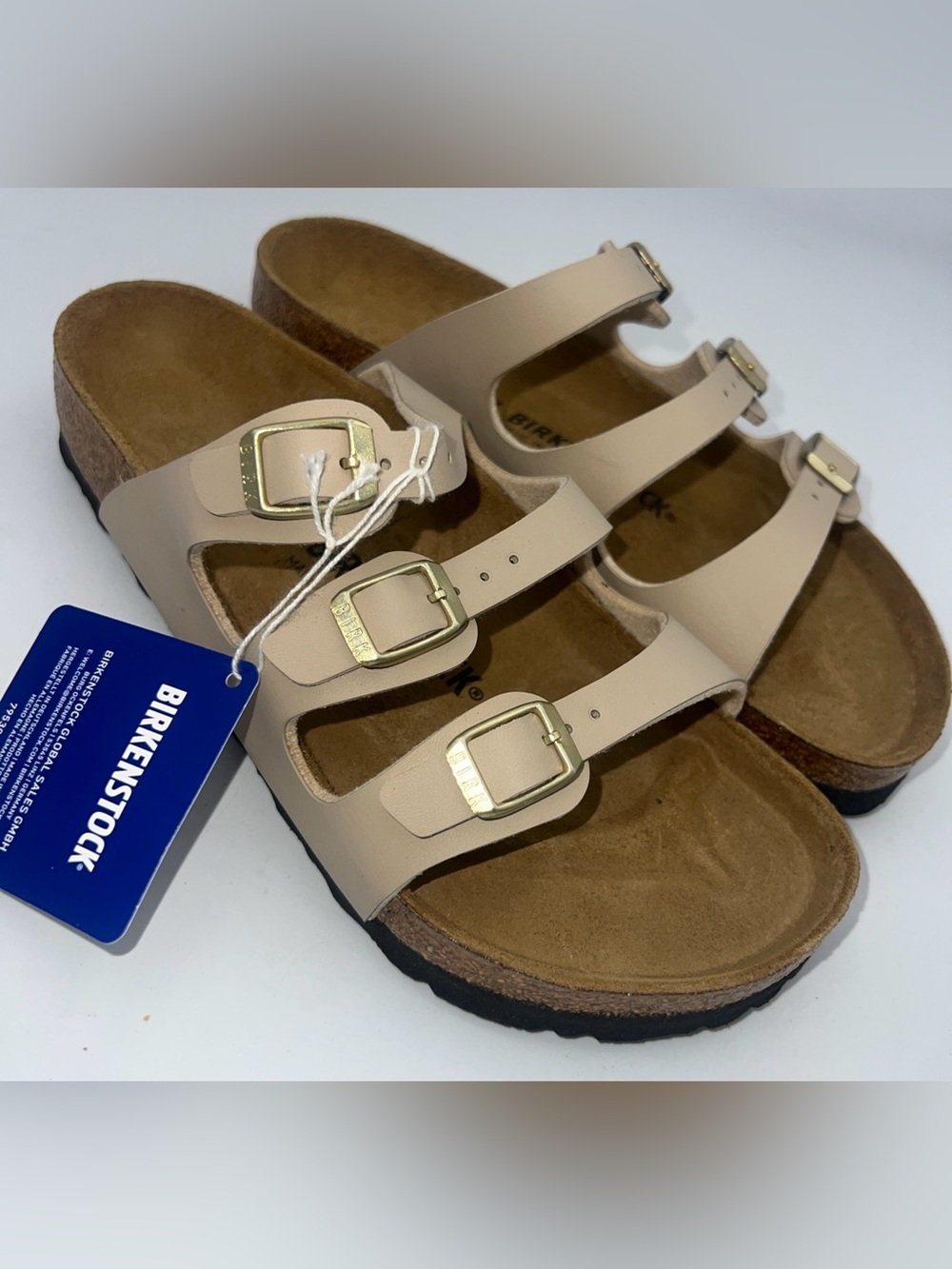 Birkenstock Birko-Flor Sandals Sandcastle Leather Footbed Size EU38 Regular NWB